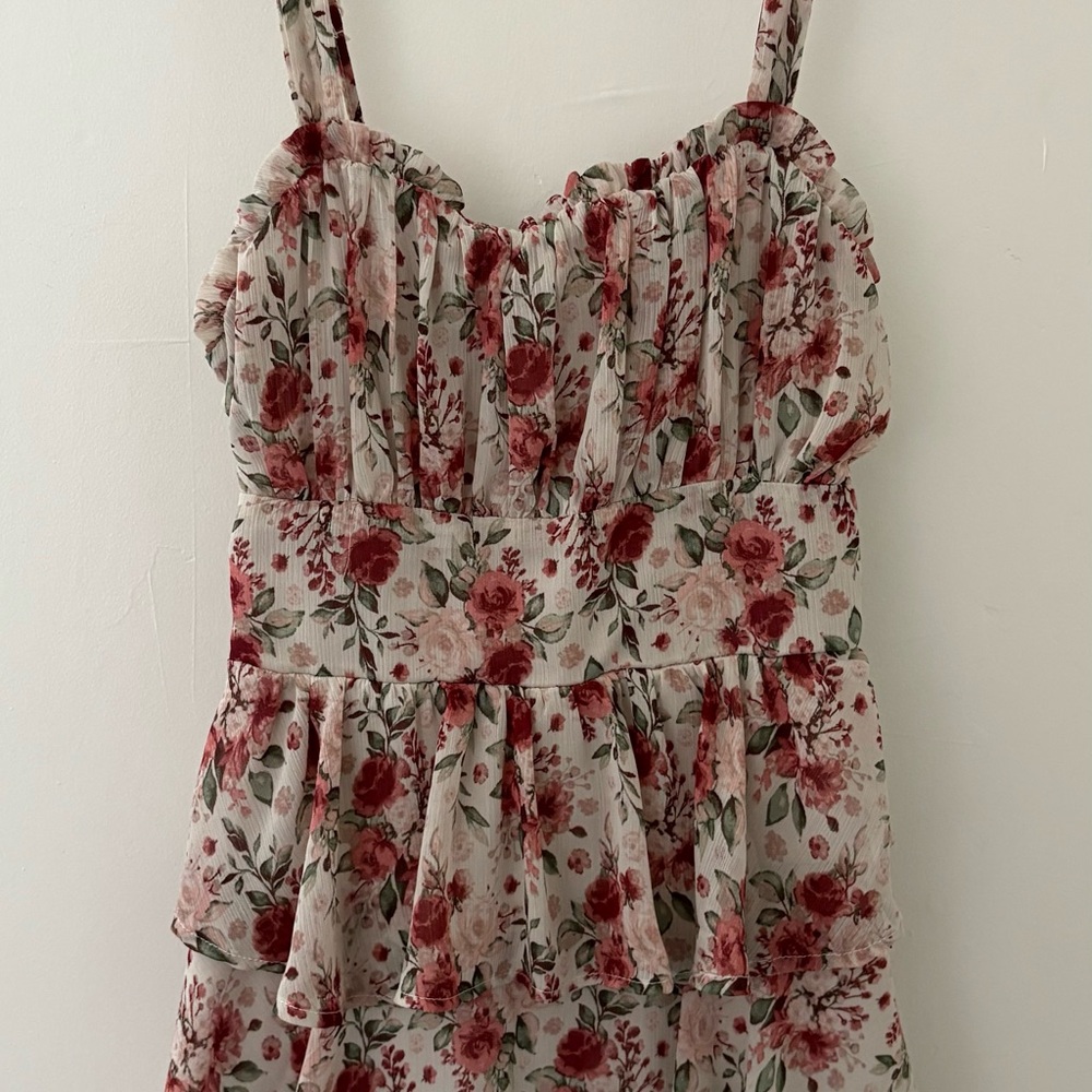 Altar'd State Floral Mini Dress - Red and Green